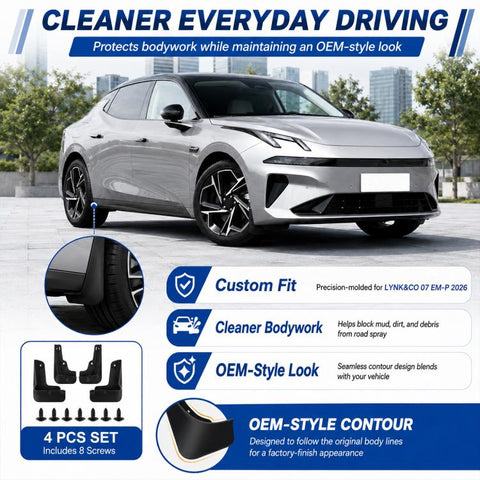 4pcs/Set Car Wheel Splash Flaps Fender Guard, For Geely LYNK & CO 07 EM-P 2026