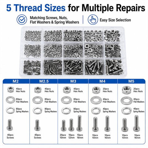 M2-M5 Hexagonal Nuts and Bolts 640PCS / Set, M2-M5 640PCS