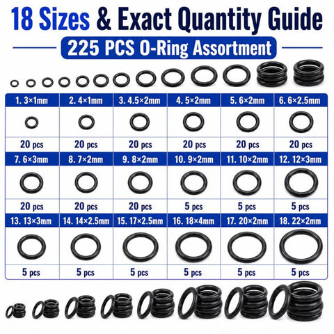 225 PCS/Set O-shaped Seal Fixing Rubber Ring Tool Kit