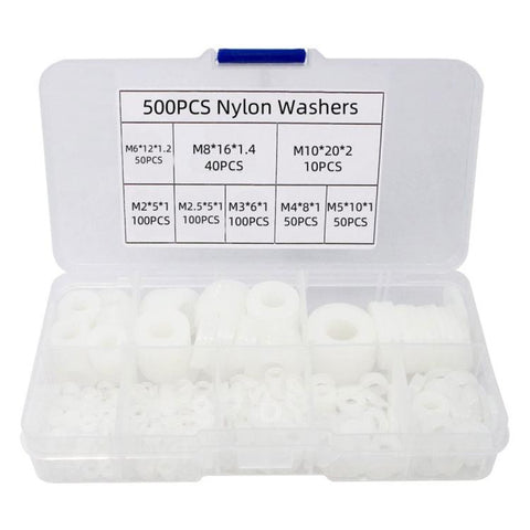 500PCS Nylon Flat Washer Insulating Round Spacers, 500PCS White