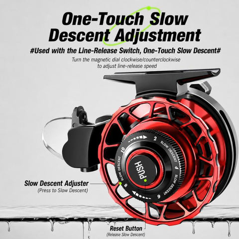 Magnetic Slow Descent Saltwater Raft Fishing Metal Reel, Basic-Left, Basic-Right, Line Guide-Left, Line Guide-Right, Digital Display & Line Guide-Left, Digital Display & Line Guide-Right