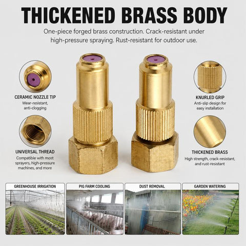 Ceramic Nozzle Adjustable Atomization High Pressure Spray Copper Nozzle, 1.0 Hole, 1.2 Hole