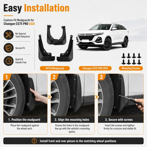 4pcs/Set Car Wheel Splash Flaps Fender Guard, For Changan CS75 Pro 2025