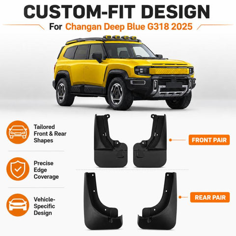 4pcs/Set Car Wheel Splash Flaps Fender Guard, For Changan Deepal G318 2025