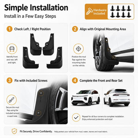 4pcs/Set Car Wheel Splash Flaps Fender Guard, For Changan NEVO Q07 2025
