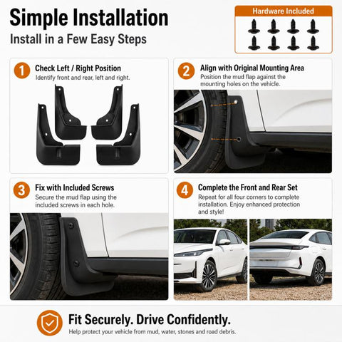 4pcs/Set Car Wheel Splash Flaps Fender Guard, For Changan NEVO A05 2025