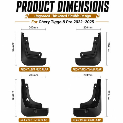 4pcs/Set Car Wheel Splash Flaps Fender Guard, For Chery Tiggo 8 Pro 2022-2025