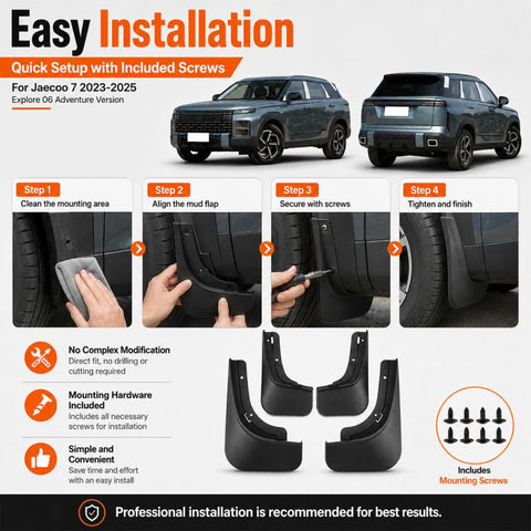 4pcs/Set Car Wheel Splash Flaps Fender Guard, For Chery Jaecoo 7 2023-2025