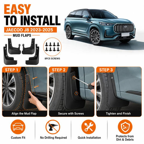 4pcs/Set Car Wheel Splash Flaps Fender Guard, For Chery Jaecoo J8 2023-2025