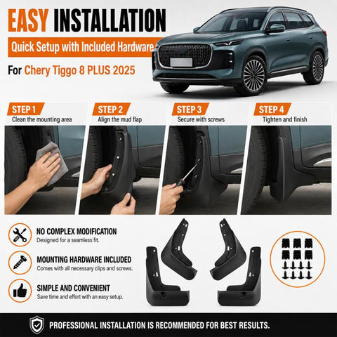 4pcs/Set Car Wheel Splash Flaps Fender Guard, For Chery Tiggo 8 PLUS 2025