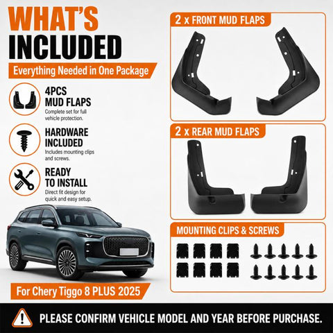 4pcs/Set Car Wheel Splash Flaps Fender Guard, For Chery Tiggo 8 PLUS 2025