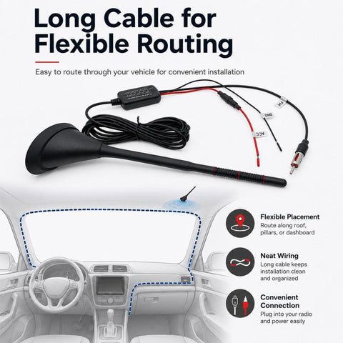 Car MP3 Radio Antenna FM Amplifier Signal Booster, 88-108MHz 600 Modulator Version, 76-230MHz B Version, 88-230MHz C Version, 88-108MHz D Version, 76-230MHz E Version