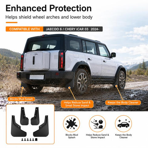 4pcs/Set Car Wheel Splash Flaps Fender Guard, For Chery Jaecoo 6 2024