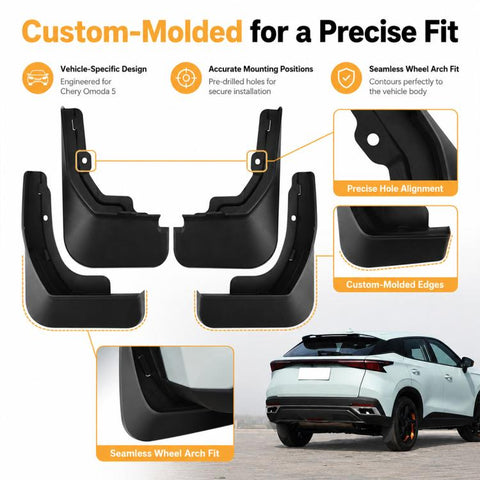 4pcs/Set Car Wheel Splash Flaps Fender Guard, For Chery Omoda 5 2022-2026