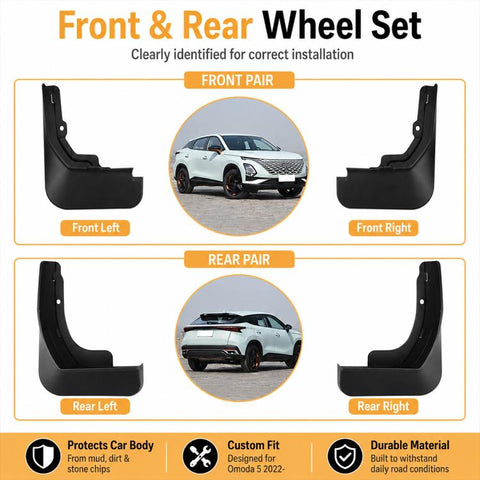 4pcs/Set Car Wheel Splash Flaps Fender Guard, For Chery Omoda 5 2022-2026
