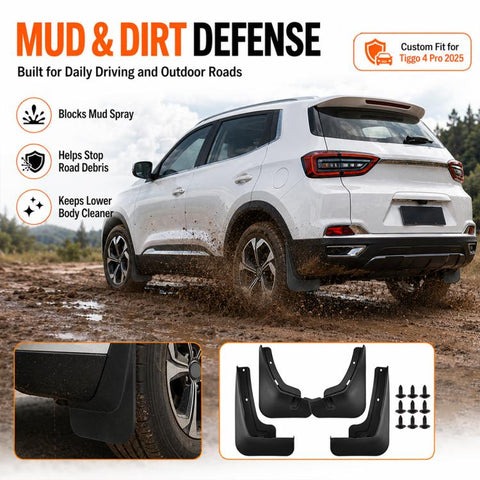 4pcs/Set Car Wheel Splash Flaps Fender Guard, For Chery Tiggo 4 Pro 2025