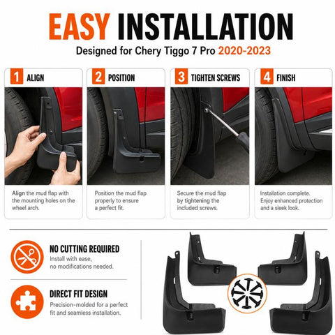 4pcs/Set Car Wheel Splash Flaps Fender Guard, For Chery Tiggo 7 Pro 2020-2023