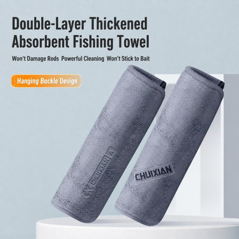 Thick Water Wiping Fishing Towel with Carabiner Fish Handling Cloth, Single-layer, Double-layer