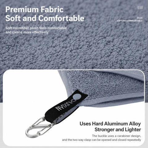 Thick Water Wiping Fishing Towel with Carabiner Fish Handling Cloth, Single-layer, Double-layer