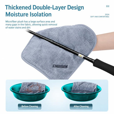 Thick Water Wiping Fishing Towel with Carabiner Fish Handling Cloth, Single-layer, Double-layer