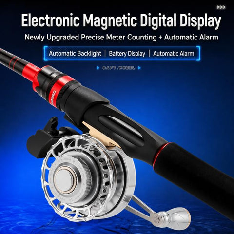 Magnetic Slow Descent Auto Line Winding Metal Raft Fishing Reel, Left Hand, Right Hand, Digital Display-Left Hand, Digital Display-Right Hand