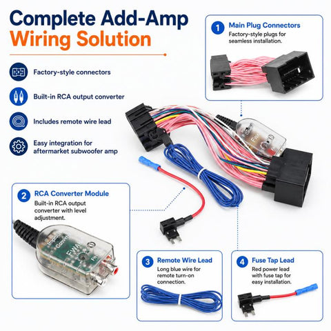 Factory Radio Add A Subwoofer Amplifier Harness for Chevy GMC, Add A Subwoofer Amplifier