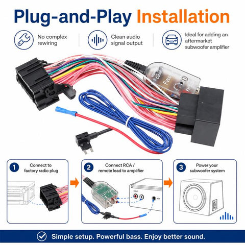 Factory Radio Add A Subwoofer Amplifier Harness for Chevy GMC, Add A Subwoofer Amplifier