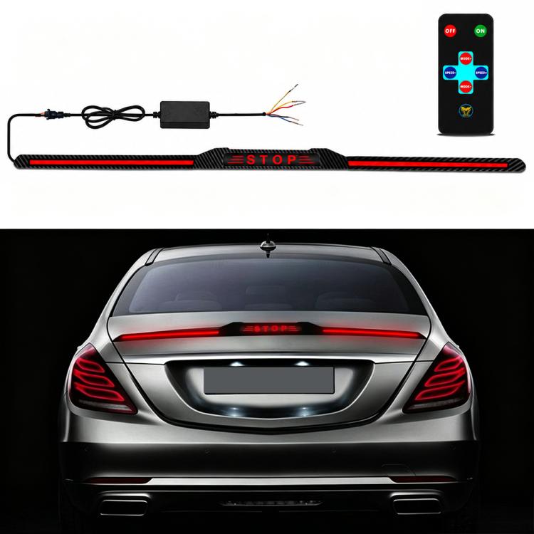 Automotive segmented spoiler light with carbon fiber Texture, Stop, Eye of the Demon
