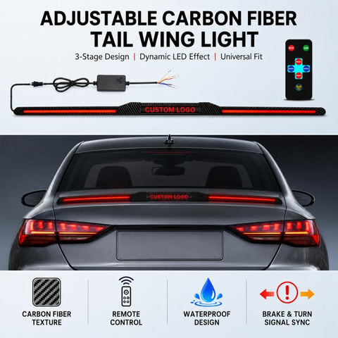 Automotive segmented spoiler light with carbon fiber Texture, Stop, Eye of the Demon