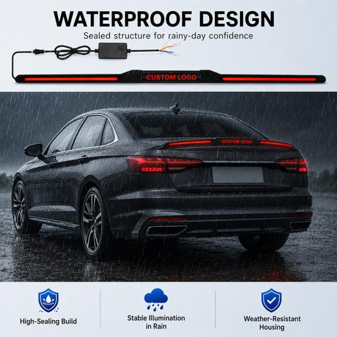 Automotive segmented spoiler light with carbon fiber Texture, Stop, Eye of the Demon