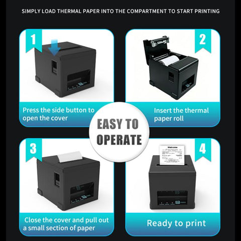 POS-8390 80mm Thermal Receipt Printer, US Plug, UK Plug, EU Plug, AU Plug