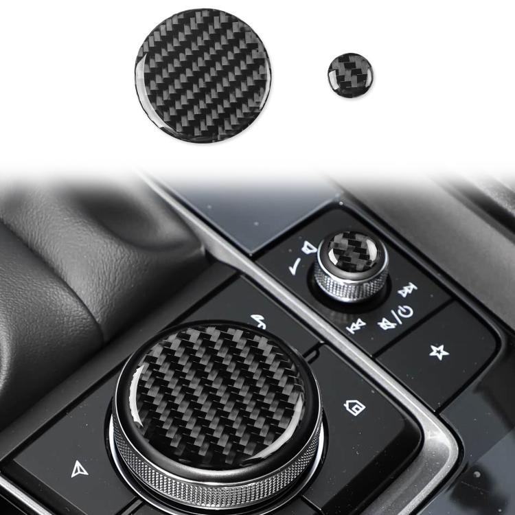 For Mazda CX-50 2022-2024 2pcs/Set Car Multimedia Knob Carbon Fiber Sticker, Multimedia Knob