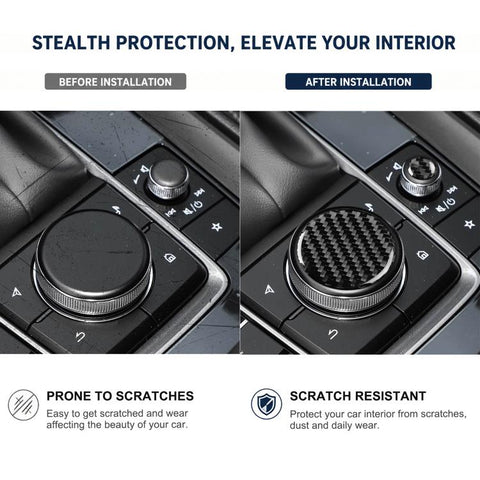For Mazda CX-50 2022-2024 2pcs/Set Car Multimedia Knob Carbon Fiber Sticker, Multimedia Knob