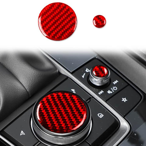 For Mazda CX-50 2022-2024 2pcs/Set Car Multimedia Knob Carbon Fiber Sticker, Multimedia Knob