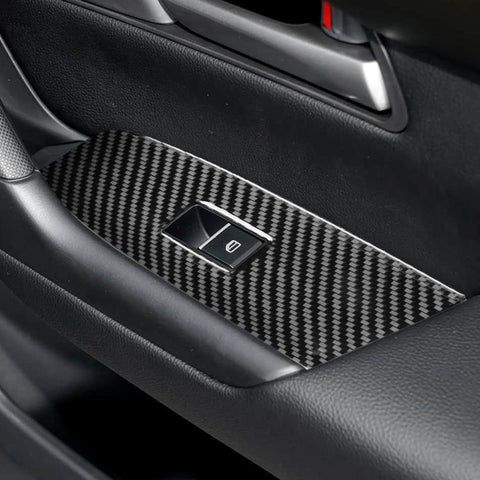 For Mazda CX-50 2022-2024 4pcs/Set Car Window Lift Panel Carbon Fiber Sticker, Window Lift Panel