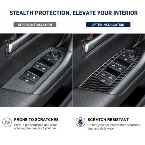 For Mazda CX-50 2022-2024 4pcs/Set Car Window Lift Panel Carbon Fiber Sticker, Window Lift Panel