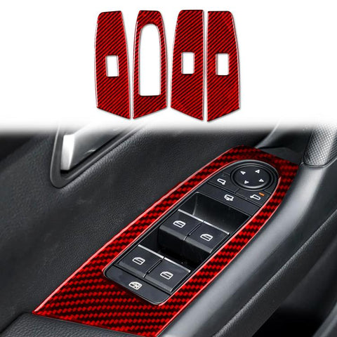 For Mazda CX-50 2022-2024 4pcs/Set Car Window Lift Panel Carbon Fiber Sticker, Window Lift Panel
