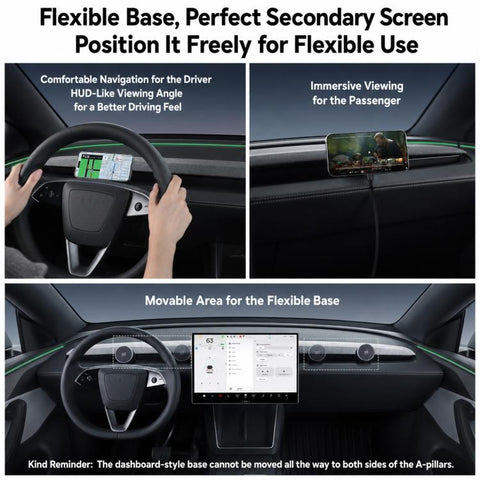 For Tesla Model 3 / Y / Y L Car Magnetic Mobile Phone Holder, Dual-sided Base, Center-mount Base