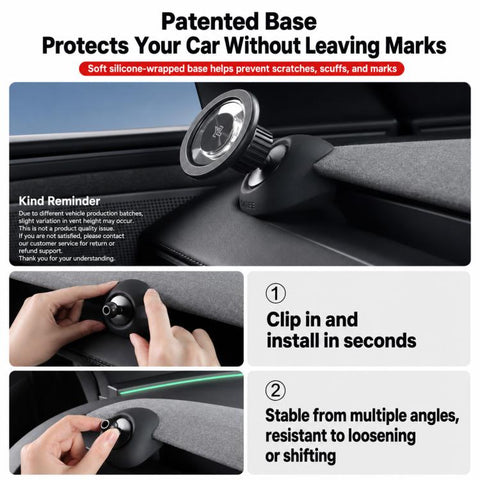 For Tesla Model 3 / Y / Y L Car Magnetic Mobile Phone Holder, Dual-sided Base, Center-mount Base