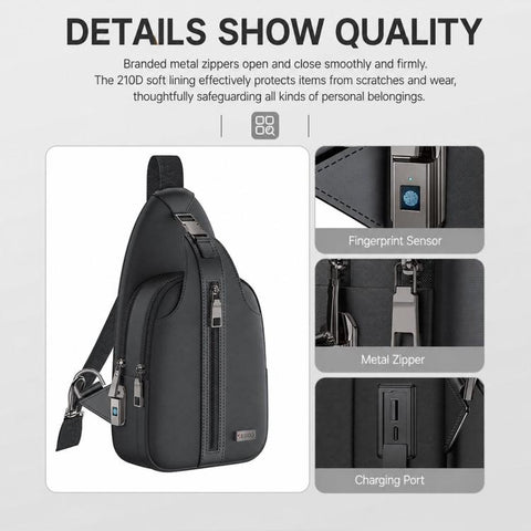 Yesido WB64 Fingerprint Lock Crossbody Bag, WB64