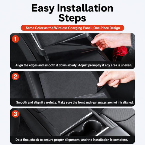Dashboard Center Control Suede Leather Anti-Static Sticker, For Tesla Model Y / 3 Grey