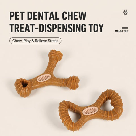 Dog Dental Chew Toy Treat Dispensing Interactive Tooth Cleaning Bite Resistant Pet Toy, Y-shaped, 8-shaped