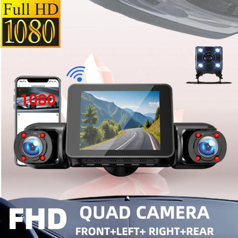 1080P Camera HD Night Vision WiFi Car Dash Cam Driving Recorder, Front+Left+Right, Front + Left + Right + Back