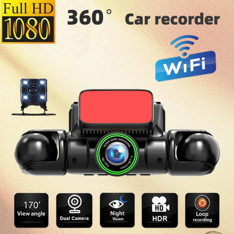 1080P Camera HD Night Vision WiFi Car Dash Cam Driving Recorder, Front+Left+Right, Front + Left + Right + Back