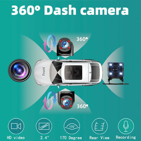 1080P Camera HD Night Vision WiFi Car Dash Cam Driving Recorder, Front+Left+Right, Front + Left + Right + Back