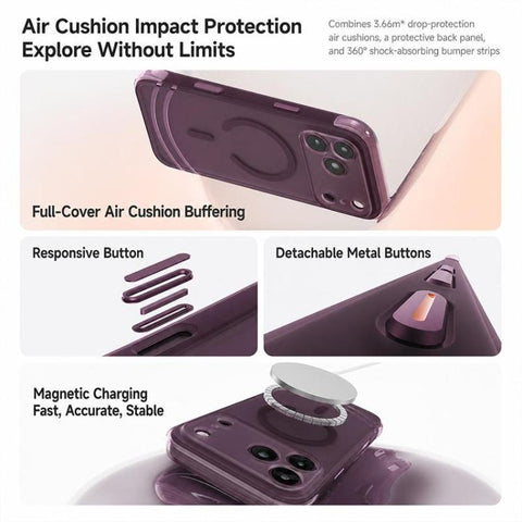 QN2 Skin-Friendly AirBag Magnetic Shockproof Phone Case, For iPhone 18 Pro, For iPhone 18 Pro Max, For iPhone 17 Pro Max, For iPhone 17 Pro