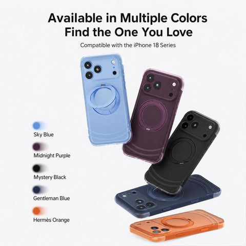 QN2 Skin-Friendly AirBag Magnetic Shockproof Phone Case with 360 Rotation Holder, For iPhone 18 Pro, For iPhone 18 Pro Max, For iPhone 17 Pro Max, For iPhone 17 Pro