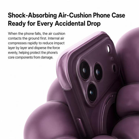 QN2 Skin-Friendly AirBag Magnetic Shockproof Phone Case with 360 Rotation Holder, For iPhone 18 Pro, For iPhone 18 Pro Max, For iPhone 17 Pro Max, For iPhone 17 Pro
