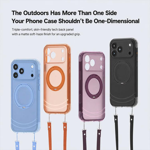 QN2 Skin-Friendly AirBag Magnetic Shockproof Phone Case with 360 Rotation Holder, For iPhone 18 Pro, For iPhone 18 Pro Max, For iPhone 17 Pro Max, For iPhone 17 Pro