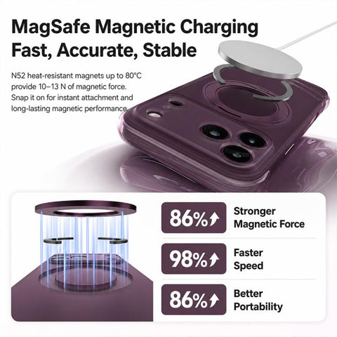 QN2 Skin-Friendly AirBag Magnetic Shockproof Phone Case with 360 Rotation Holder, For iPhone 18 Pro, For iPhone 18 Pro Max, For iPhone 17 Pro Max, For iPhone 17 Pro